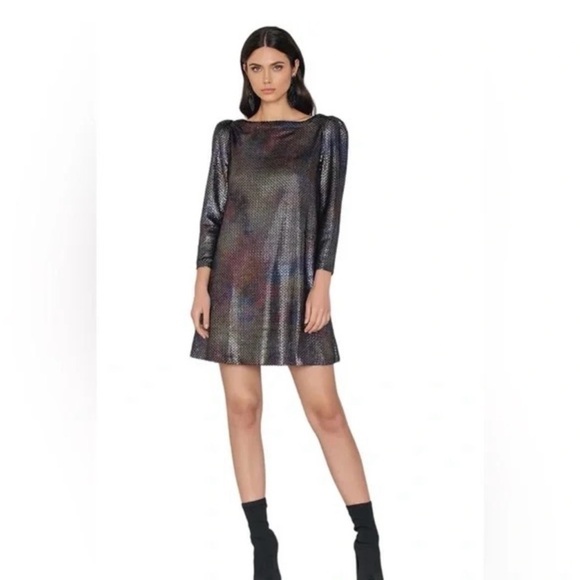 Free People Dresses & Skirts - Free People Diamonds are Forever Shimmering Dress - Black and Silver OB667962